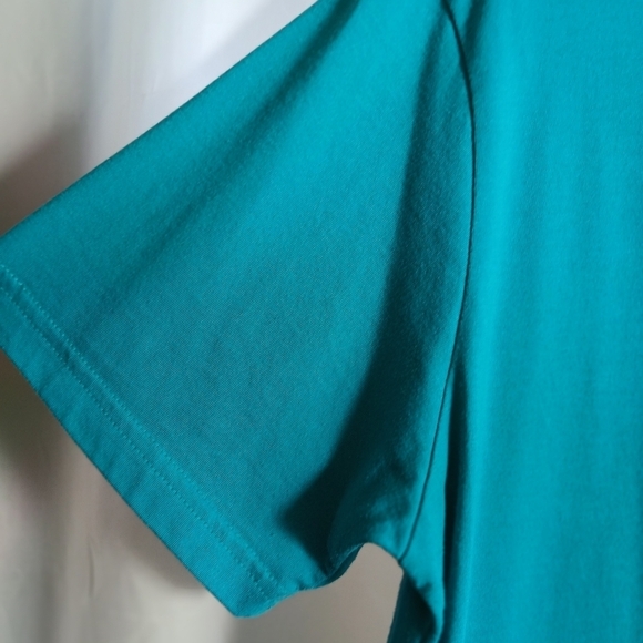 #449 Men's Dino Robert Turquoise V-Neck T-Shirt Size Large - Picture 11 of 12